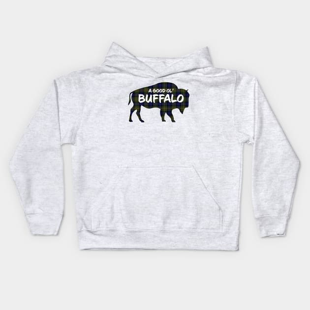 Buffalo Critter - MacLaren Plaid Kids Hoodie by Wright Art